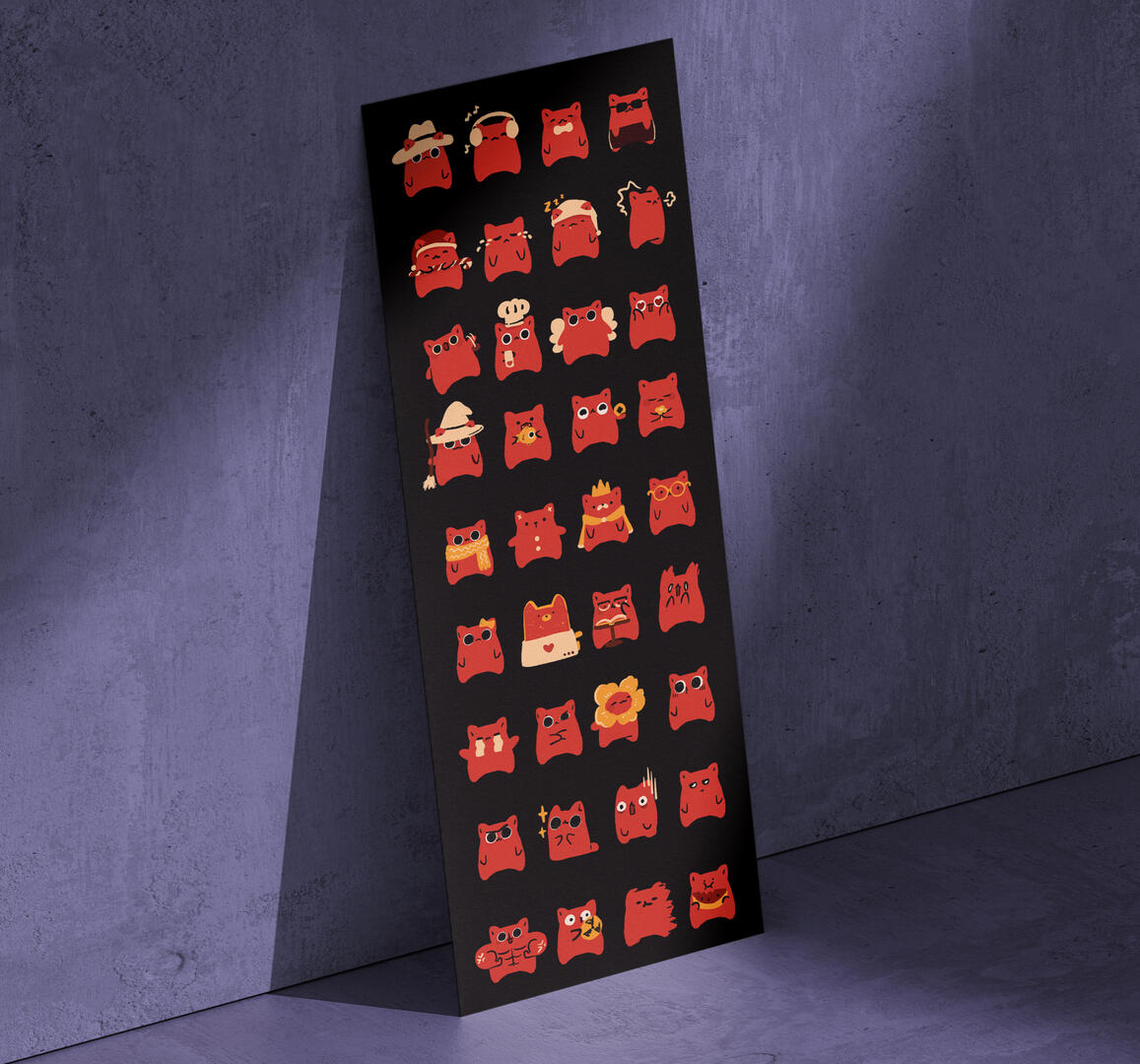 36 Cat Expressions Wall Poster